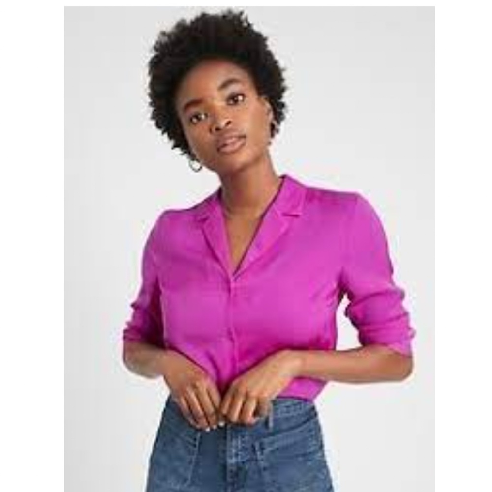 Banana Republic Factory Boxy Shirt Sunset Magenta XS